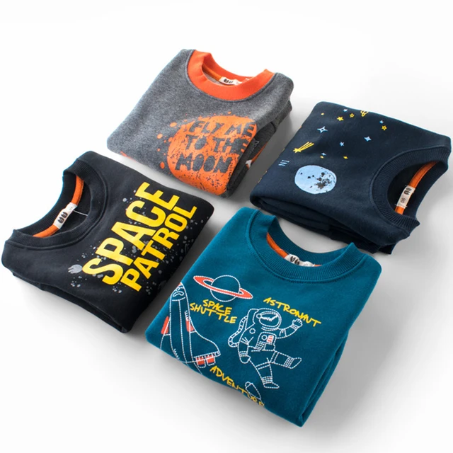 Cotton Sweatshirts For Boys Girls Cute Fun Space Designer Blouse Kids Hoodies Children Pullover Tops Autumn Winter Baby Clothing