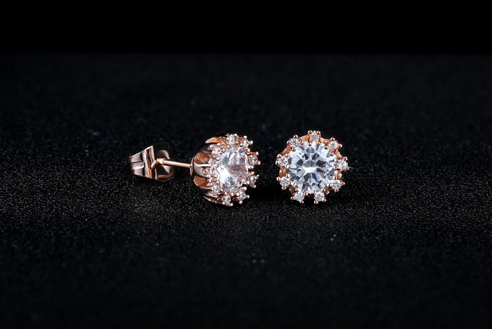 Двойные простые и модные серьги-гвоздики с кристаллами и цирконием для женщин, розовое золото, очаровательные ювелирные изделия DFE021M