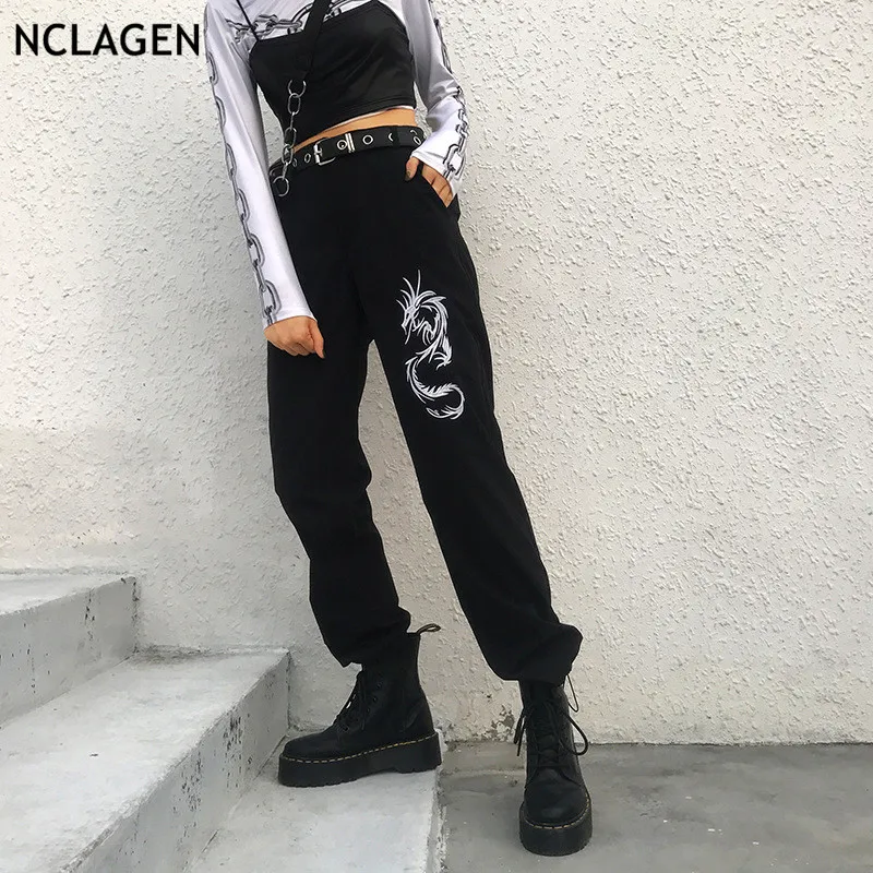 NCLAGEN 2019 Fashion Dragon Embroidery Causal Trousers High Waist Harem Pants Sweat Capris Pantalons Sexy Women Workout Pants NCLAGEN 2019 Fashion Dragon Embroidery Causal Trousers High Waist Harem Pants Sweat Capris Pantalons Sexy Women Workout Pants