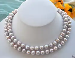 Новый женский подарок 7-8 мм натуральный пресноводный выращенных жемчужин Akoya ожерелье 32 дюйма