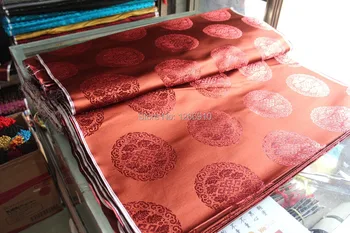 

chinese silk brocade fabric cheongsam cushion red coffee 12CM Circle chinese RUYI pattern Tapestry satin