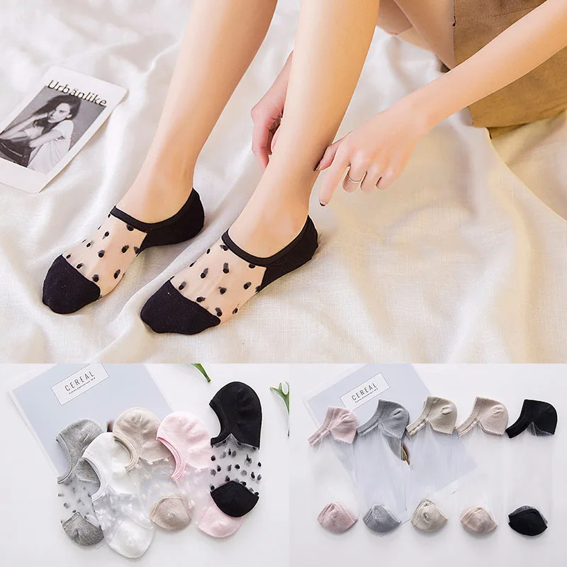 

Sexy Lace Mesh Fishnet Socks Mixed Fiber Transparent Stretch Elasticity Ankle Net Yarn Thin Women Cool Socks k-27