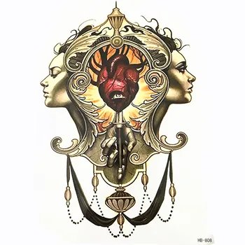 

New arrive Fashion watertransfer sticker two face girl Waterproof Temporary Tattoo makeup body art arm girl tattoos fake tattoo
