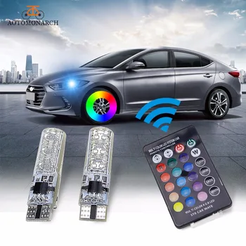 

AOTOMONARCH RGB T10 LED W5W 194 With Remote Controller Car Styling Signal Light Bulbs For Cars Automobile Accessories 12V AJ