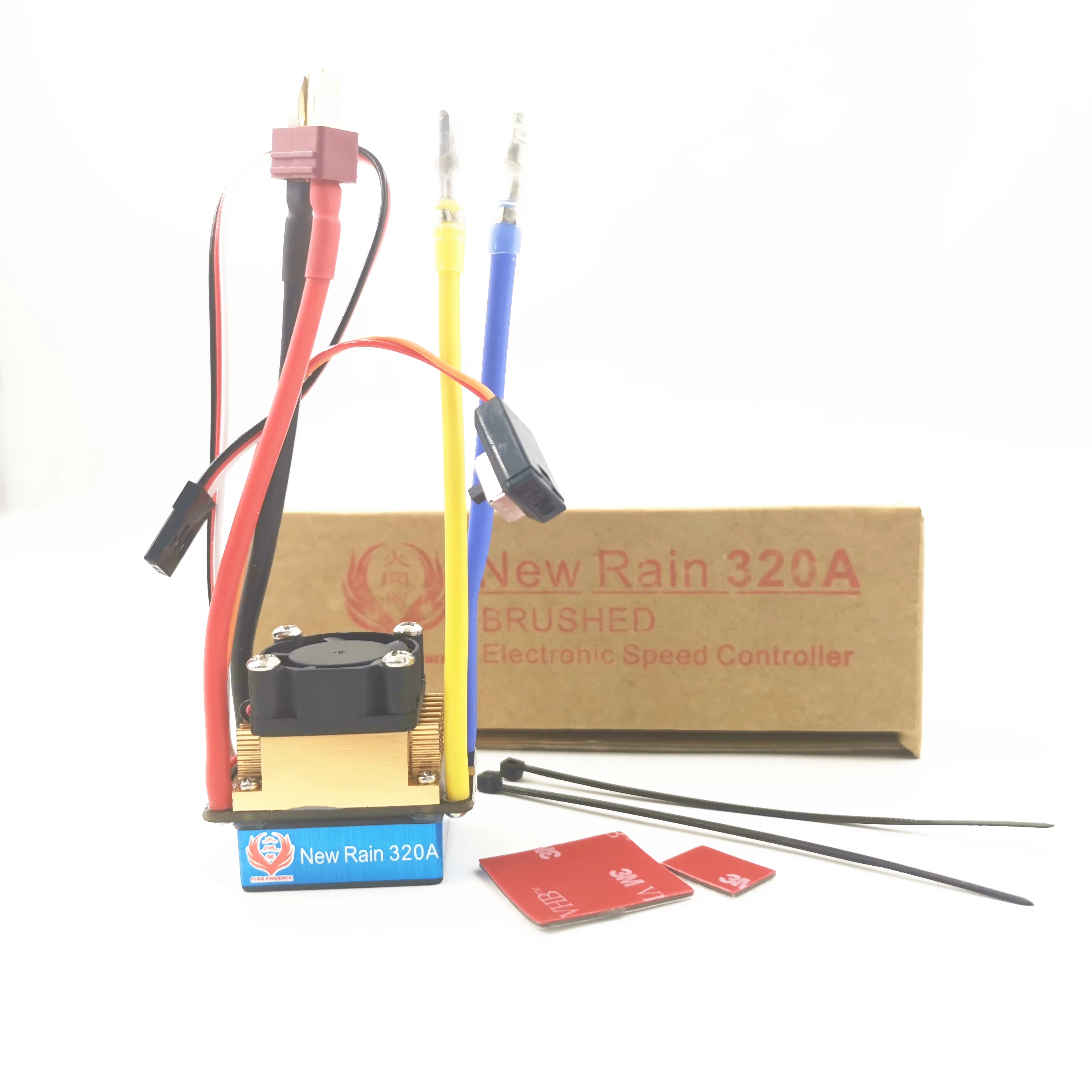 

Fire Phoenix Brushed ESC New Rain 320A Waterproof Brushed ESC 3S with Cooling Fan 5V 3A BEC T-Plug For 1/10 RC Car