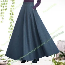 Осень и зима размера плюс 5XL XXXXXL 50% шерсть шерстяная трапециевидная черная серая Женская Макси-юбка женская трапециевидная длинная юбка falda