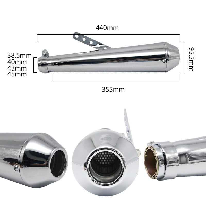 Alconstar-39-46 мм Мотоцикл Мотокросс кафе гонщик глушитель выхлоп Ретро вертикальный задний глушитель давление для Harley выхлоп