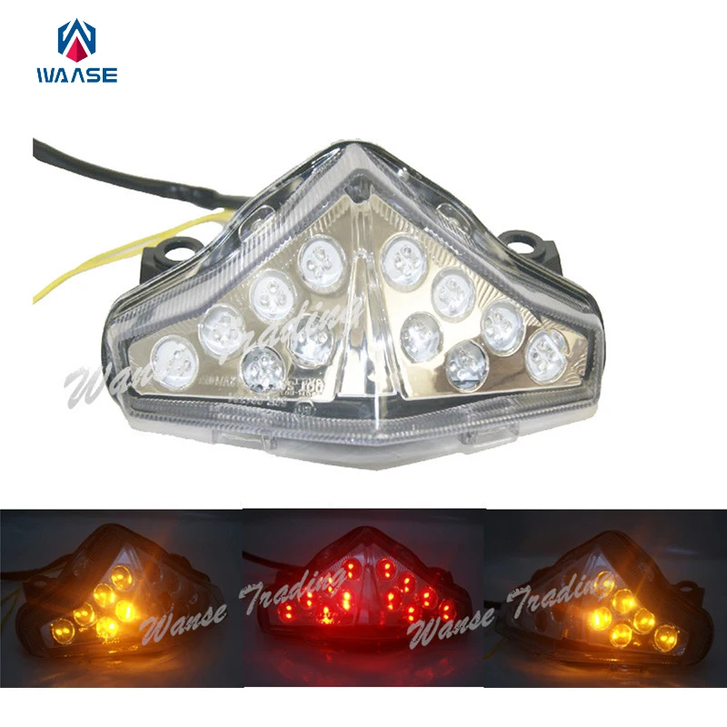 

waase E-Marked Tail Brake Turn Signals Integrated Led Light Lamp Clear For 2012 2013 2014 2015 KAWASAKI Ninja 650 650R EX650