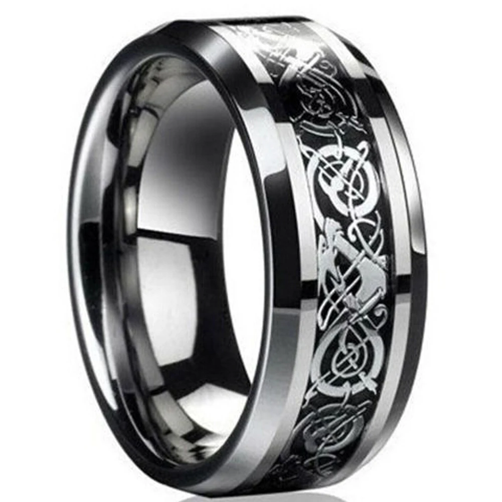 

Lover Vintage Engagement New Punk Ring Dragon Tungsten Steel Ring For Men & Women Lord Wedding Rings