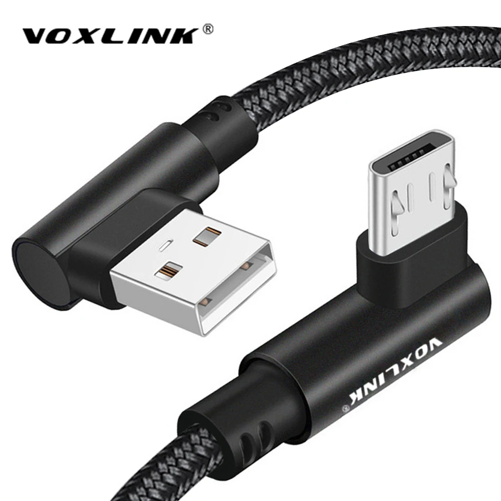 

VOXLINK 90Degree Micro USB Cable fast Charging Data Cable for Samsung/xiaomi/lenovo/huawei/HTC/Meizu Android Mobile Phone Cables