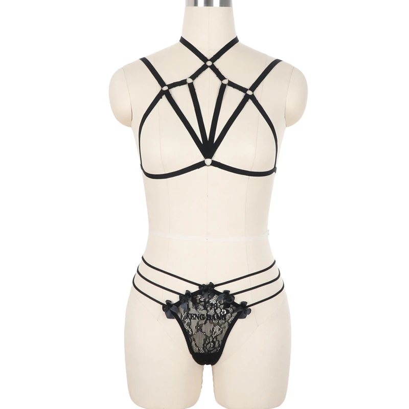 Клетка для тела Harnes Bralette черная эластичная регулировка бондаж бюстгальтер топы
