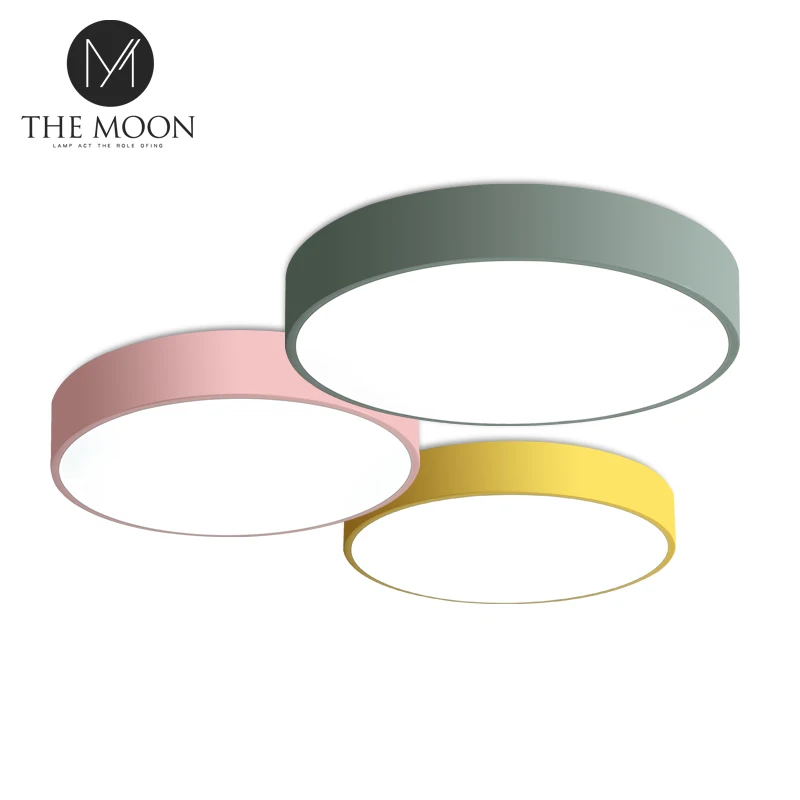 

Round Wooden LED Ceiling Lights With Remote Control Macaron color Ceiling Lamp For Living Room Dining Kitchen Lighting Fixtures