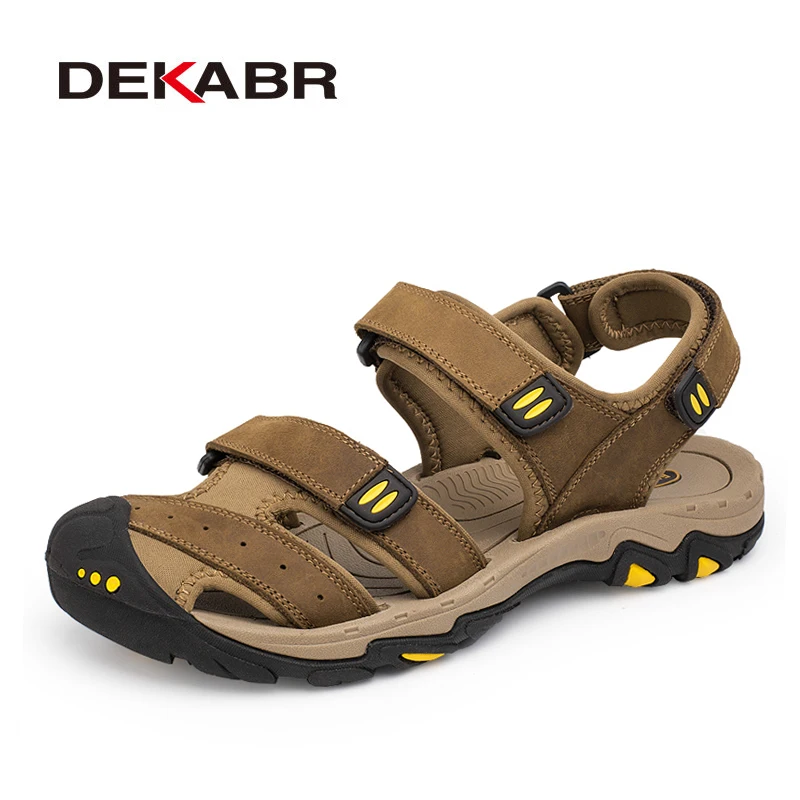 Comprar DEKABR nuevos zapatos de verano de moda sandalias de cuero de vaca para Hombre Zapatos casuales antideslizantes suelas de goma zapatos de playa de talla grande 38 ~ 47