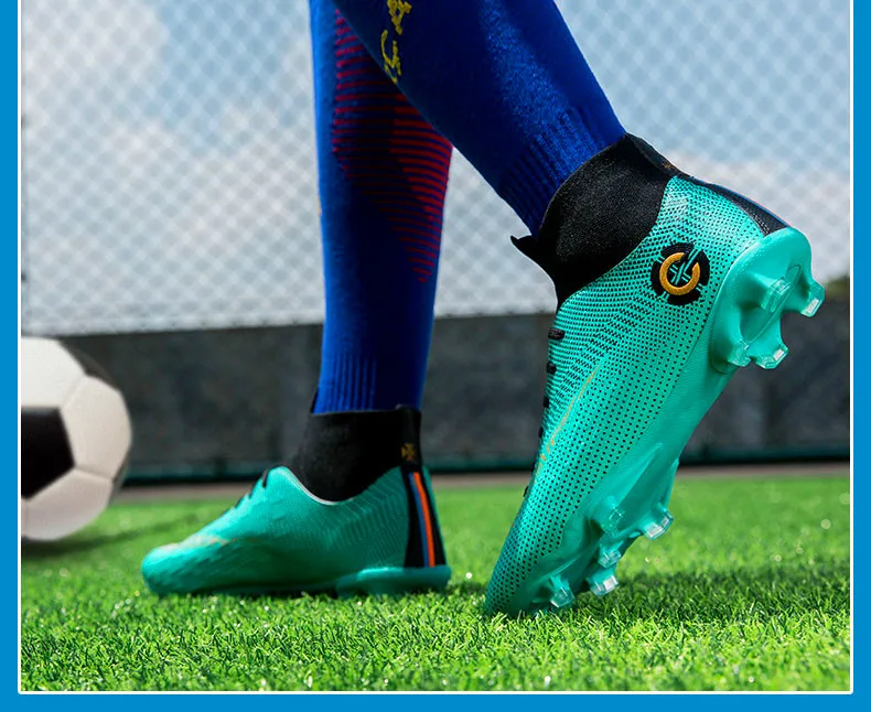 Для мужчин футбол Bppts высокие Training лодыжки AG подошва Открытый Бутсы Обувь для футбола Спайк Crampon бутсы