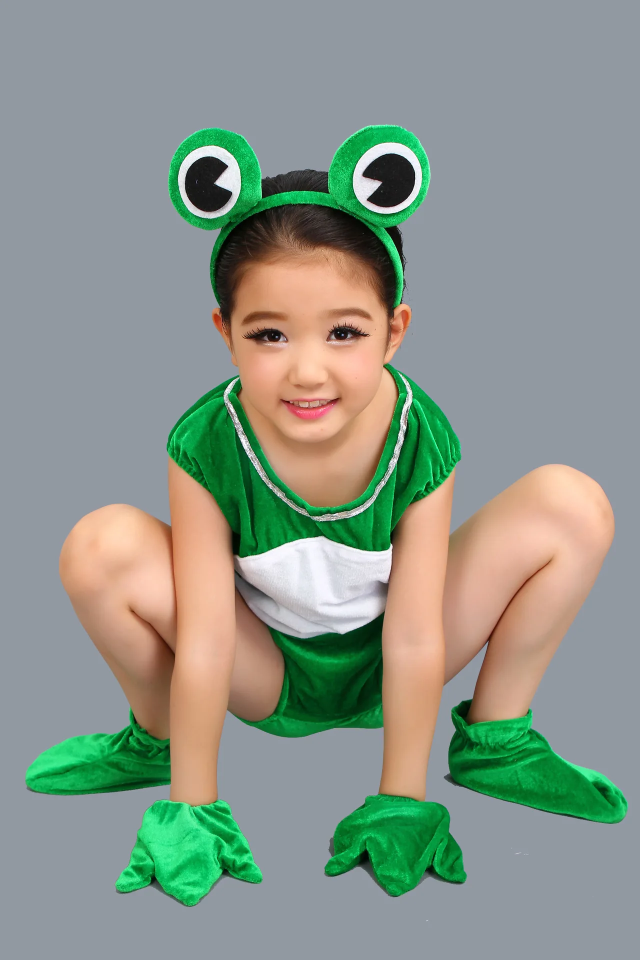 Purim Children Kids Cartoon Animal Costumes Cosplay Clothing Green Frog Gift Choir Students Performance Animals Jumpsuit