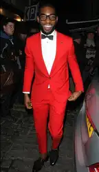 Индивидуальный заказ Новый стиль красный Жених мужской костюм Slim Fit 2 шт. костюмы узкие стильные свадебные смокинг блейзер для церемоний и