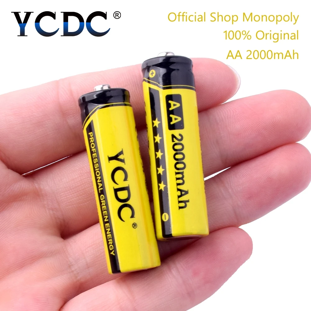 

YCDC Original 4-20Pcs/Lot NI-MH AA 2A Rechargeable Batteries 1.2V 2000mAh Power Bank Battery With Battery Box Gift