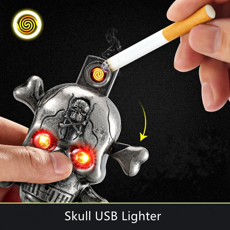 Creative Skull Windproof Lighter Electornic USB Charging Lighter