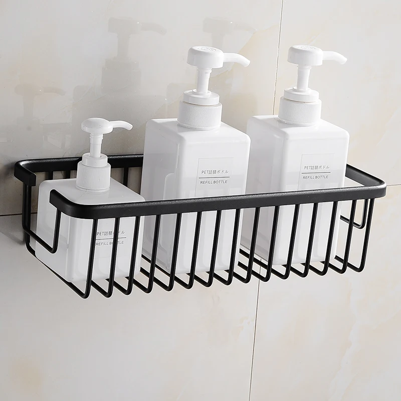 

Black Space Aluminum Bathroom Racks Corner Shelf Cage Basket Wall Mount Kitchen Basket 30/40/50CM Corner Storage Holder Shelves