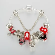 Annapaer europeu charme pulseira grânulo com mickey charme pulseira caber jóias originais bracciali donna presente para as mulheres b19075