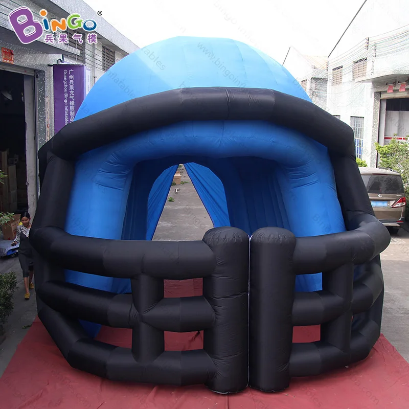  Customized 6.7X4.5 meters inflatable football helmet tunnel / blue and black inflatable helmet tunn