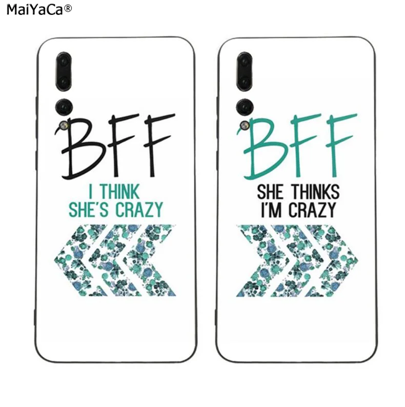 Чехол BFF с надписью best friends i am crazy для Huawei P20 P30 Pro lite P10 plus P9 Mate 10 20 pro Honor view Y7 prime Y9