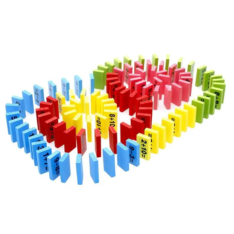 110 шт./компл. Деревянные домино игрушки для детей Цветной Domino блоки Наборы раннего обучения домино игры образовательные детские игрушки