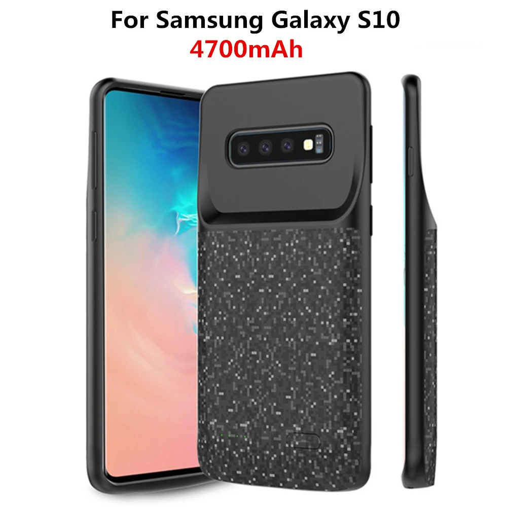 

NTSPACE 4700mAh Silicone Frame Charger Cover for Samsung Galaxy S10 Power Case Backup Back Clip Fast Battery Charging Cover Case