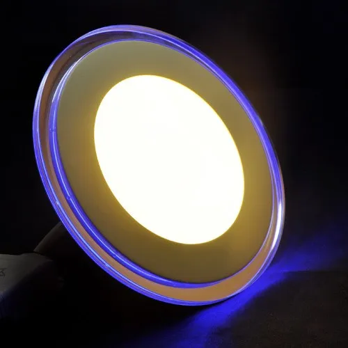 

3D Effect 20W 15W 10W Acrylic Round LED Panel Light Warm Cool White Acrylic LED Downlight Blue Border Ceiling Lamp Foyer Kitchen