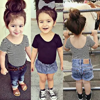 

Baby Girls T Shirt Short Sleeve Kid Summer Shirt Crop Tops Striped Modal Shirts Tee Kids Clothing bebe menina