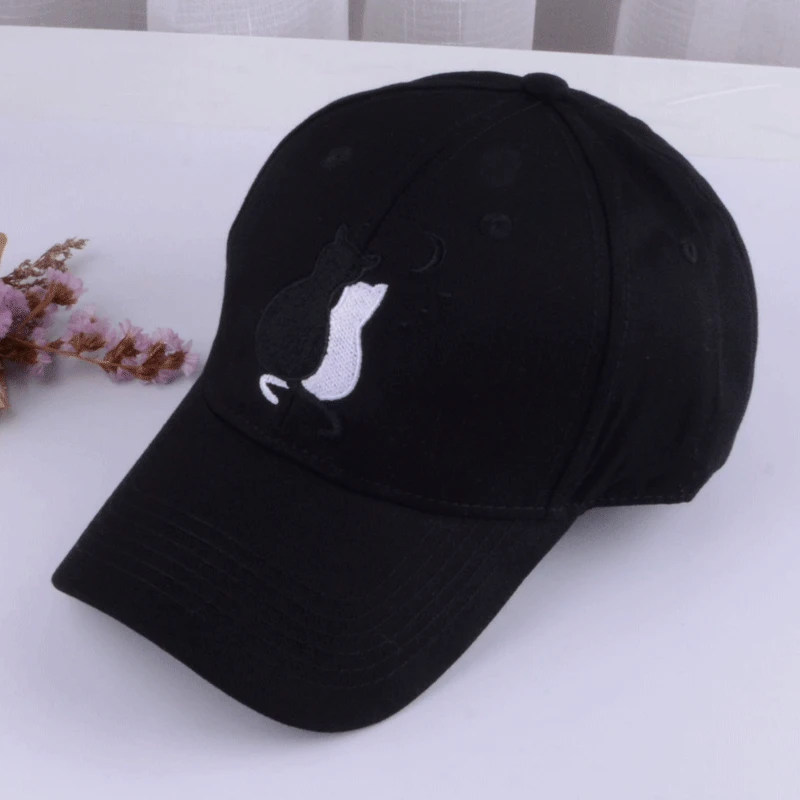  baseball cap men women mens baseball cap men black cap dad hat embroidery two cat  gorras de animales animal cap (14)