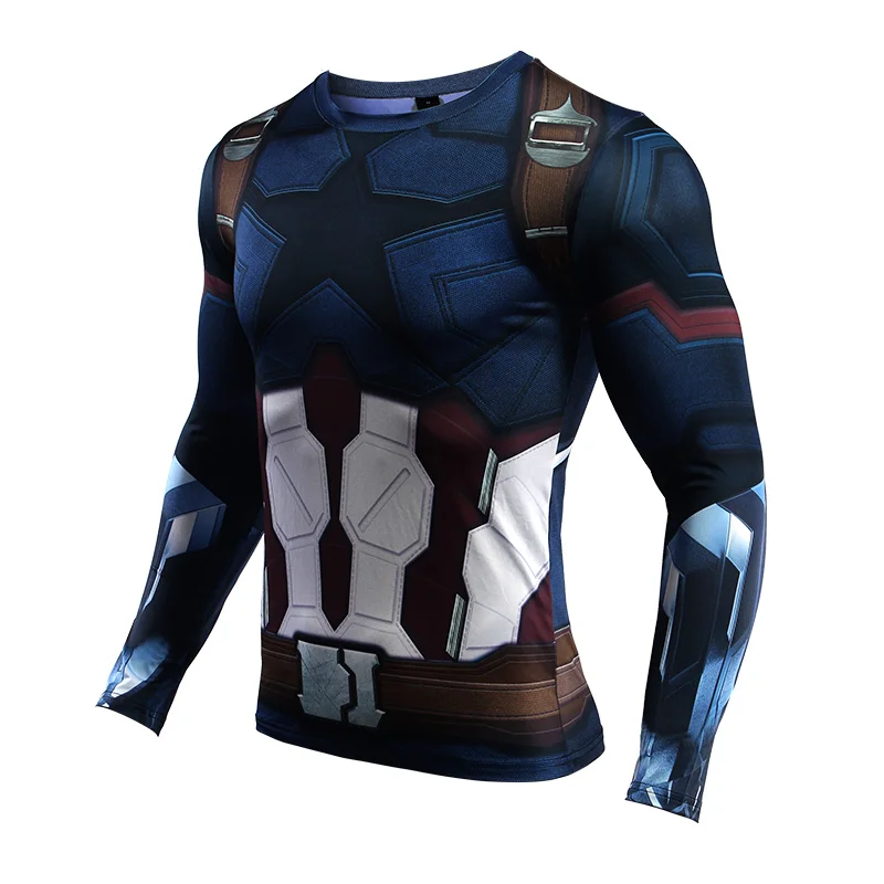 

Avengers 3 Captain America 3D Printed T shirts Men Compression Shirt Gym tshirts Cosplay Costume Clothing Long Sleeve Tops Male