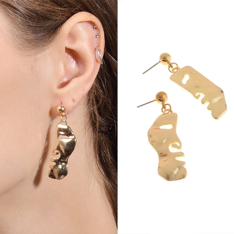 Brooches Pins 1PC/1Pair Vintage Abstract Face Mask Metal Earrings Golden Pendant Necklaces | Украшения и аксессуары