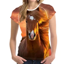 Бесшумный дизайн 3D животное лошадь шаблон Футболка для женщин Harajuku стиль женский короткий рукав футболки Удобная футболка для кроссфита Camiseta