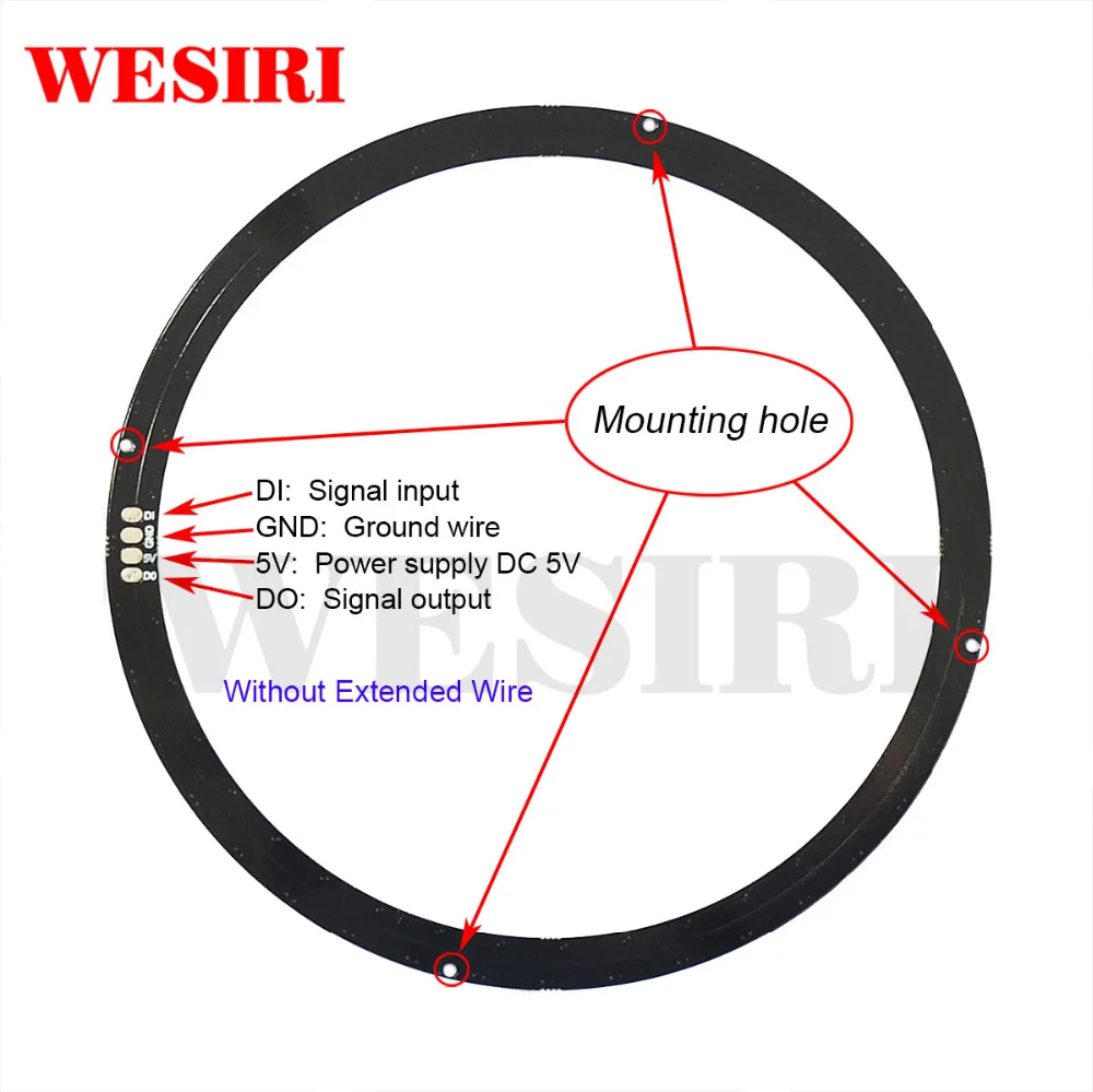 WESIRI WS2812B DIY светодиодный кольцо 1, 8, 12 лет, 16 24 32 40 48 60 93 241 биты светодиодный s WS2812B SK6812 5050 встроенный RGB доступный DC5V СВЕТОДИОДНЫЙ Кольцо