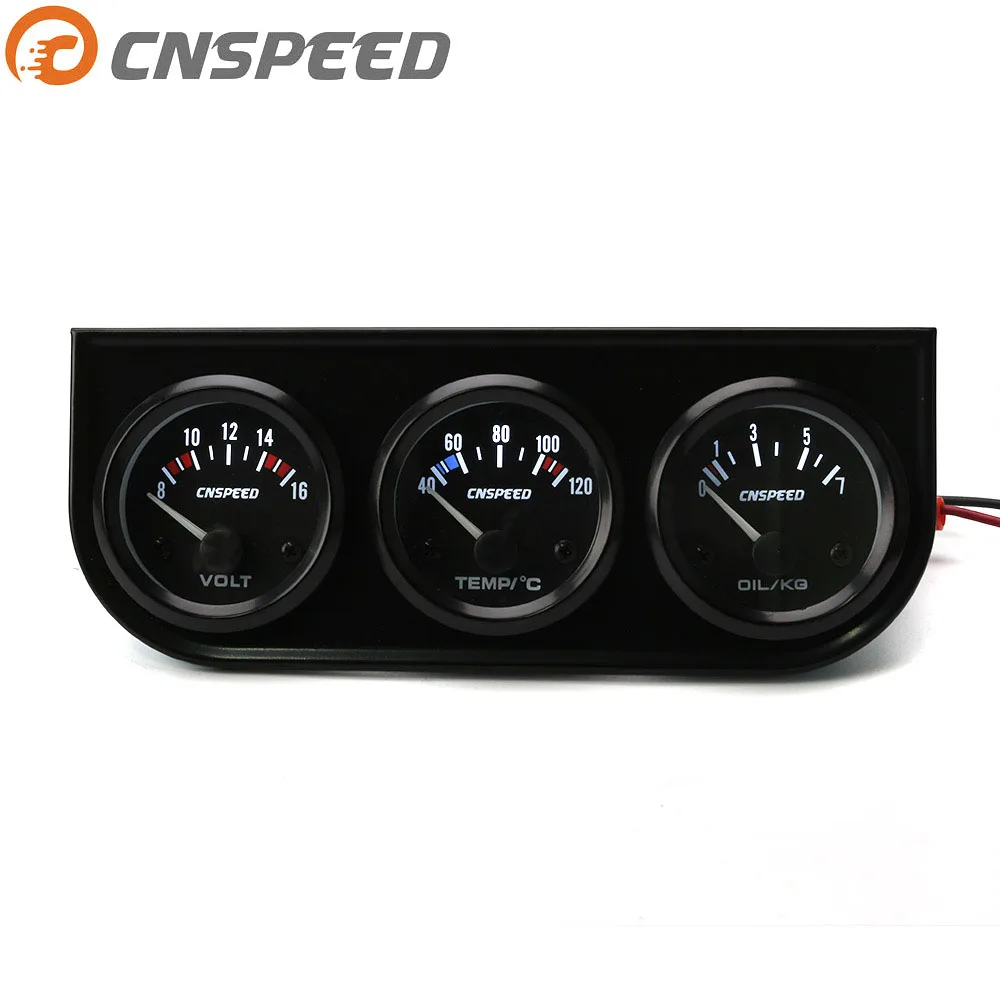 

CNSPEED 52MM 3 In 1 Volt meter Water temp gauge Oil Pressure Gauge Kit Car meter Triple Gauge kit