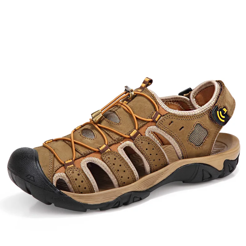Новые летние мужские сандалии Уличная Повседневная обувь сандалии из натуральной кожи Нескользящие кроссовки мужские пляжные Тапочки