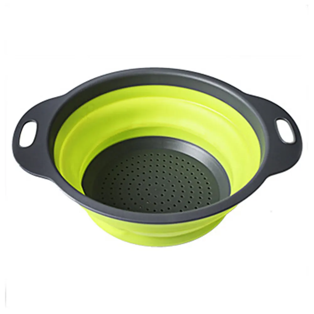 New Foldable Silicone Colander Fruit Vegetable Washing Basket Strainer Collapsible Drainer With Handle Kitchen Tools | Дом и сад