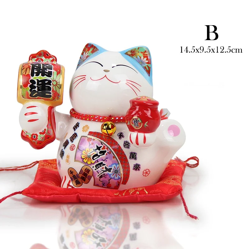 5 дюймов керамика Maneki Neko орнамент Lucky Cat Копилка японская Фортуна кошка фэн шуй статуэтка свадебный подарок - Цвет: B