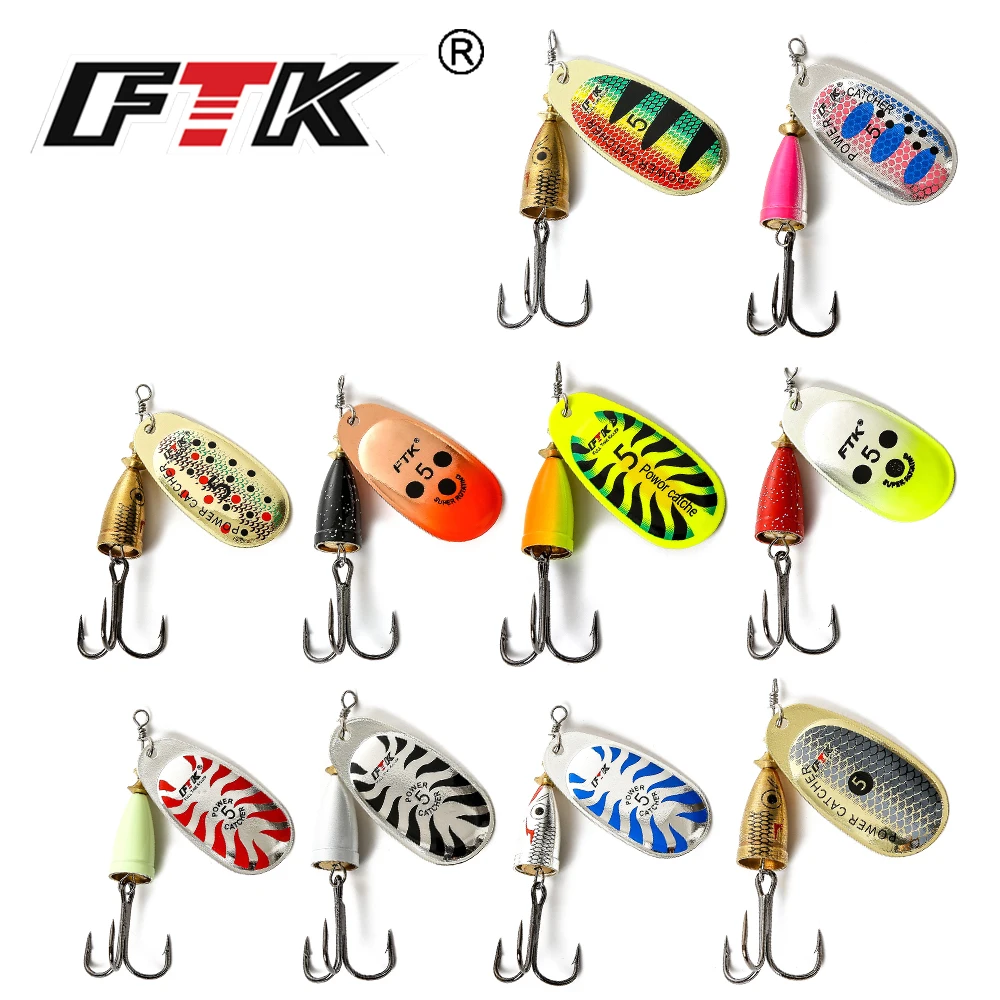 

FTK 1PCS Spinner Bait 6cm-7.5cm Size 3#4#5# Fishing Lure Hard Bait Long Cast Fishing Spoon with Treble Hooks Carp Fishing Tackle