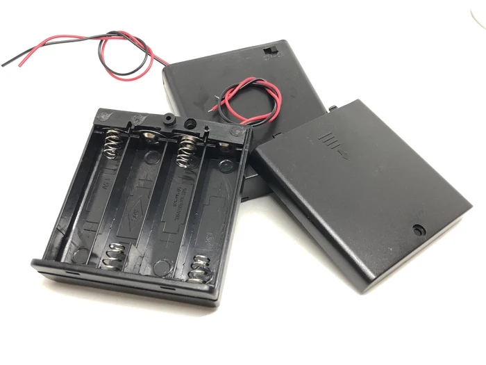 

MasterFire 70pcs/lot ON/OFF Switch Black Plastic Cover 4 x 1.5V AA Batteries Case Box Holder With Wires Leads Battery AA Pack