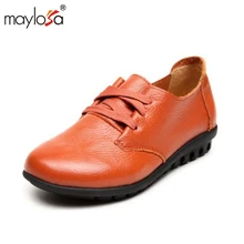 

MAYLOSA women Genuine Leather Oxford Shoes Women Flats Fashion female Moccasins Ladies Shoes Driving Shoes Plus Size 43 ML01