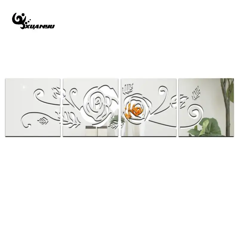 حار بيع Acrycle جدار ملصقا DIY ملصقات للمرايا للتلفزيون أريكة خلفية جدار غرفة النوم الديكور ديكور المنزل تقريبا 4 قطعة/المجموعة
