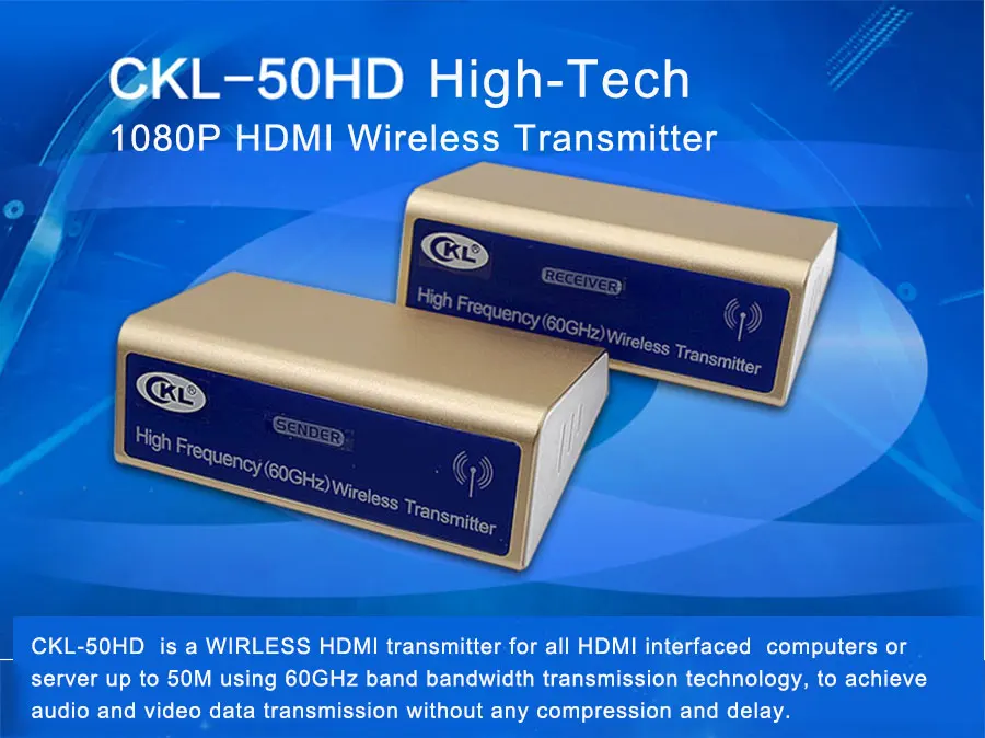 Ckl-50hd высокая частота (60 ГГц) Беспроводной передатчик (до 50 метров) HDMI Extender 1080 P