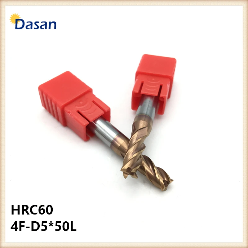 

End Mill HRC60 4F D5*50L Solid Carbide Spiral Flat CNC Lathe Milling Cutter