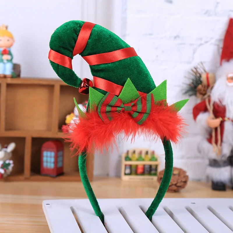 Christmas hat Xmas Hot Christmas Decorations For Home Headband Santa Xmas Party Decor Double ...