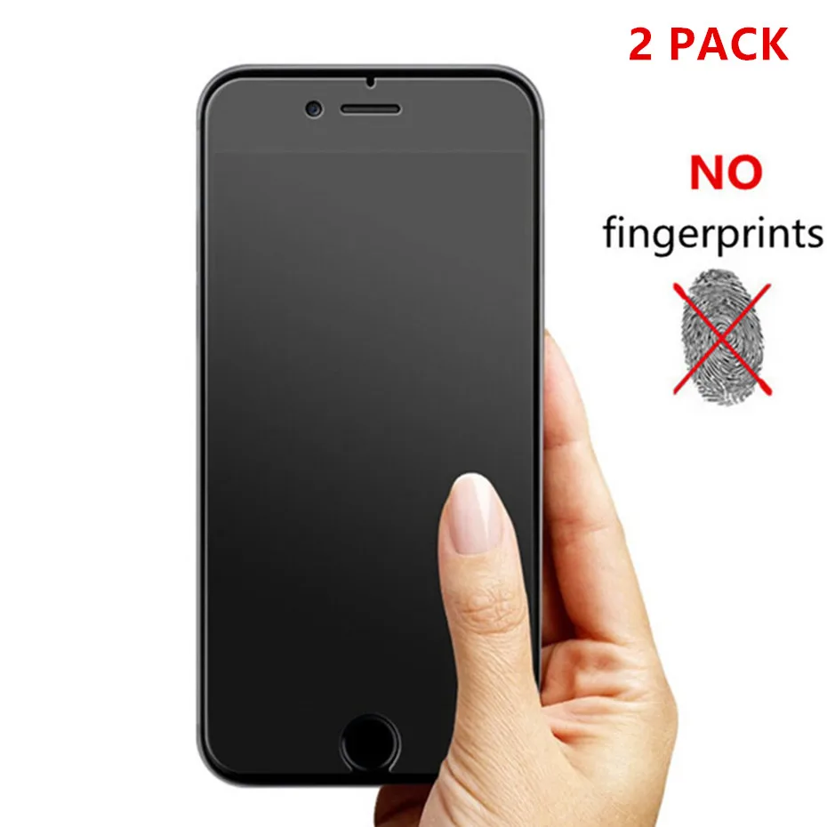 2PCS No fingerprint tempered glass for iphone 7 8 6s x xr xs max screen protector matte protective film on iphone 7 8 plus 5s se