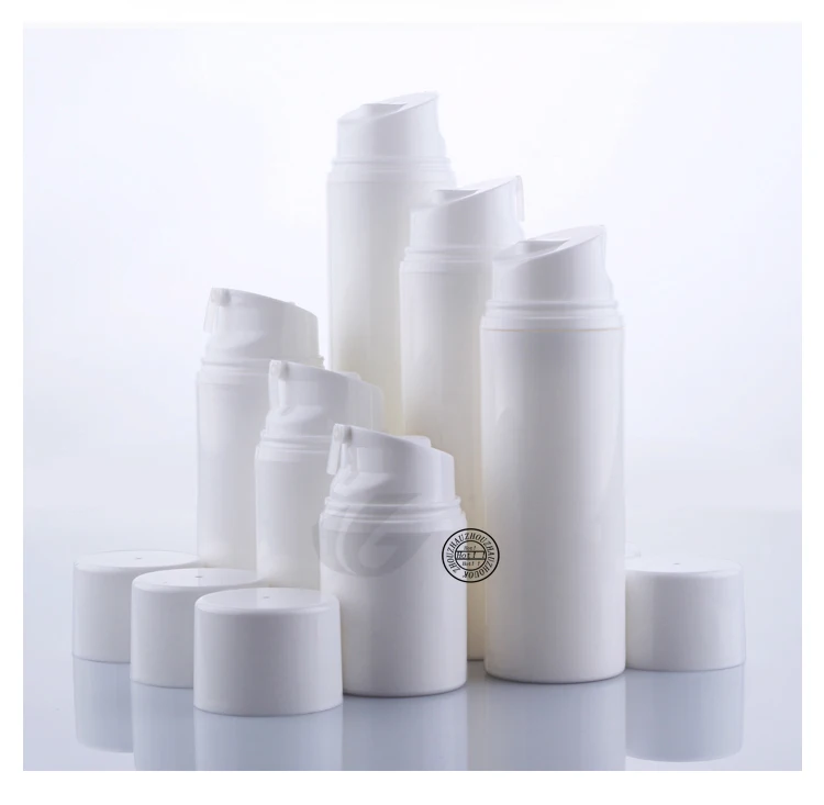 

Free shipping 50ml white empty vacuum airless press pump cosmetic bottles , 1.7oz lotion cream cosmetic packaging travel bottles