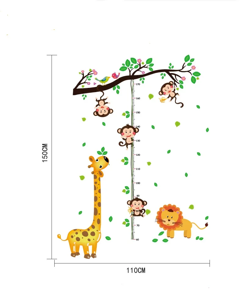 Животные парк высота детей DIY виниловые наклейки на стену для детской комнаты домашний декор художественные наклейки 3D плакат обои украшение