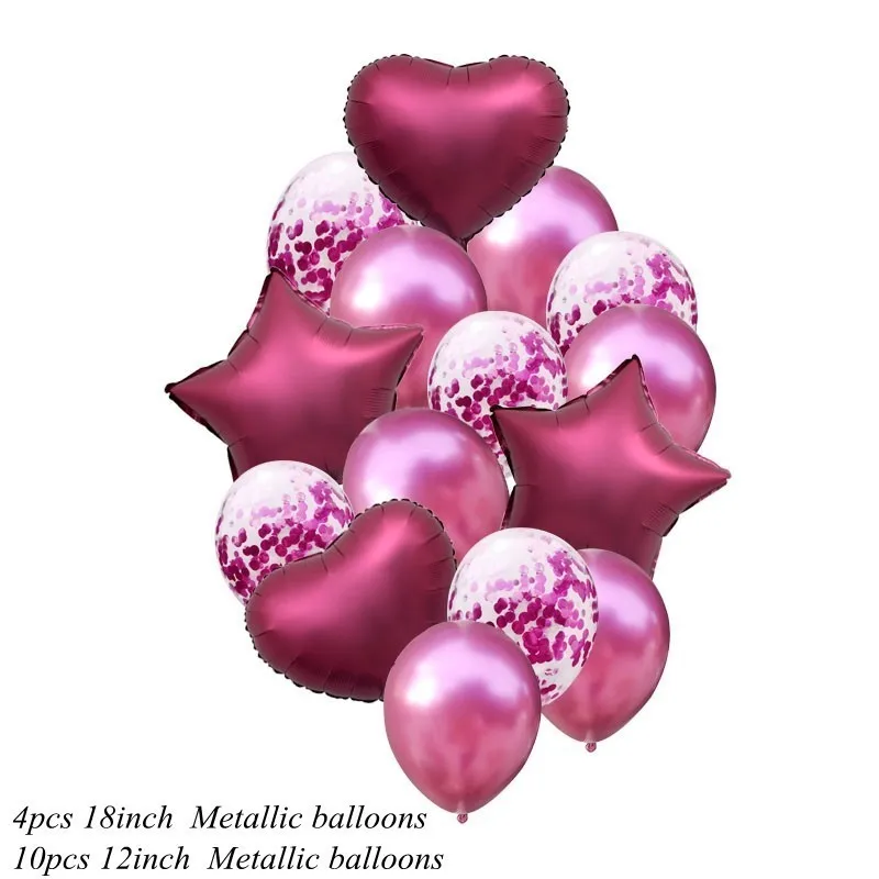 14 шт. 12/18 дюймов металлический цветной конфетти воздушные шары с днем рождения Воздушные гелиевые шары декорация, свадьбы, праздника, вечерние поставки - Цвет: rose confetti